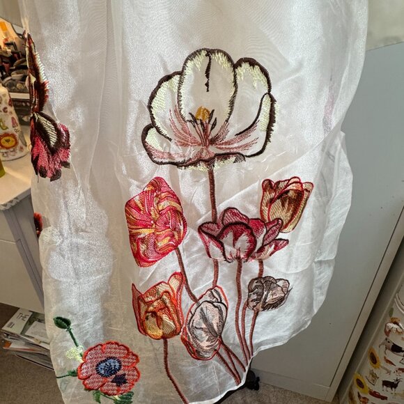 YOOX WHITE FLOWY BUTTON UP FLORAL MINI DRESS - Picture 10 of 16